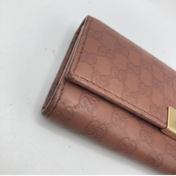 🔹️Gucci 🔹️Key case holder GG Brown Cow Leather micro Guccissi - Picture 11 of 13